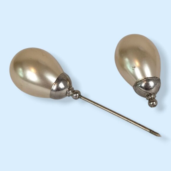 Antique Double-Ended Glass Pearl Hair/Hat Pin - Picture 2 of 5